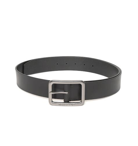 Men Black Solid Leather Belt
